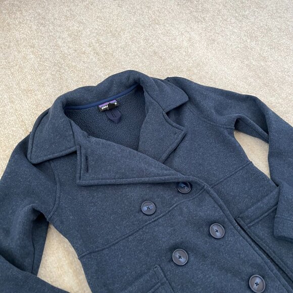 Patagonia Blue Better Sweater Pea Coat Double Breasted Jacket S - Picture 3 of 9